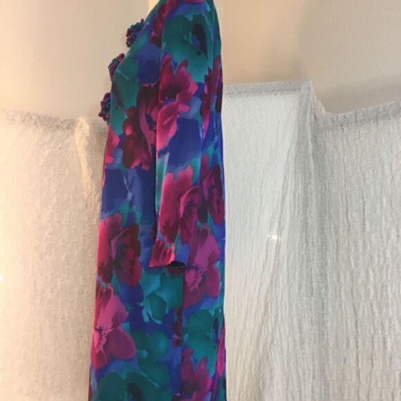 Anne Crimmins VTG Silk Floral Dress Size 4 - Picture 2 of 8
